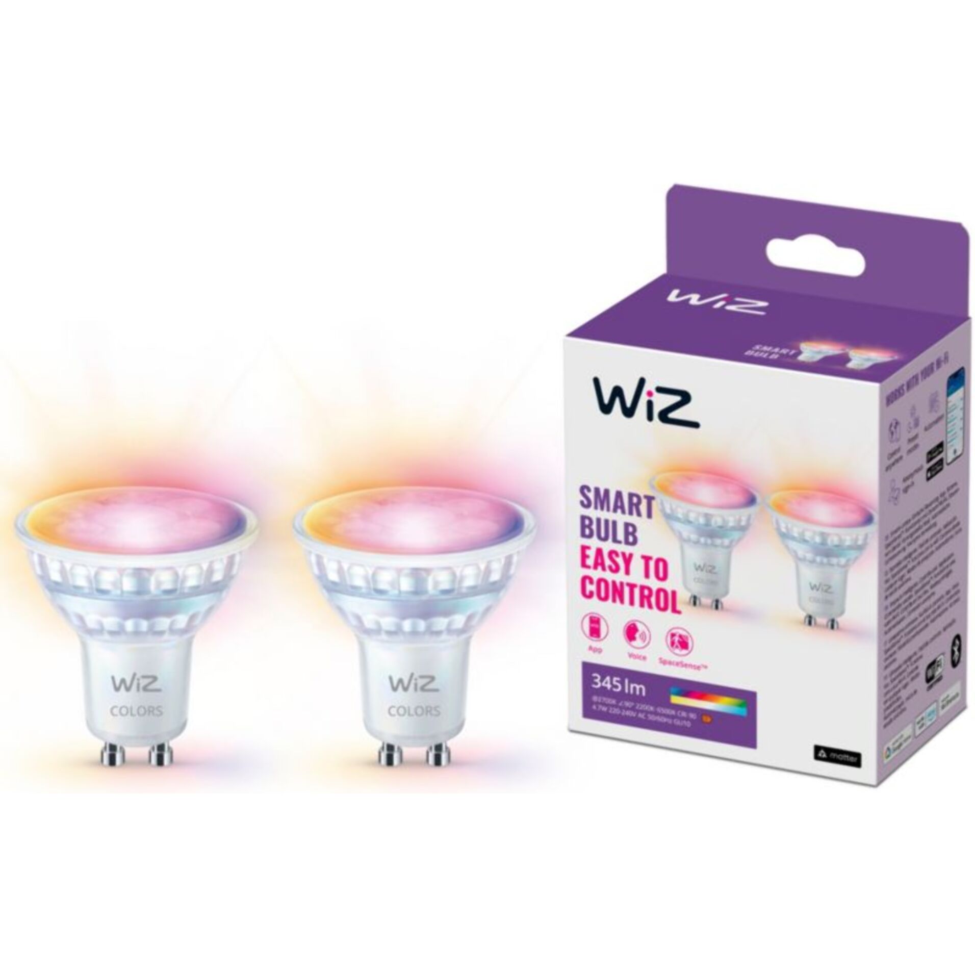 Ampoule LED connectée WIZ GU10 Couleur 50W pack de 2