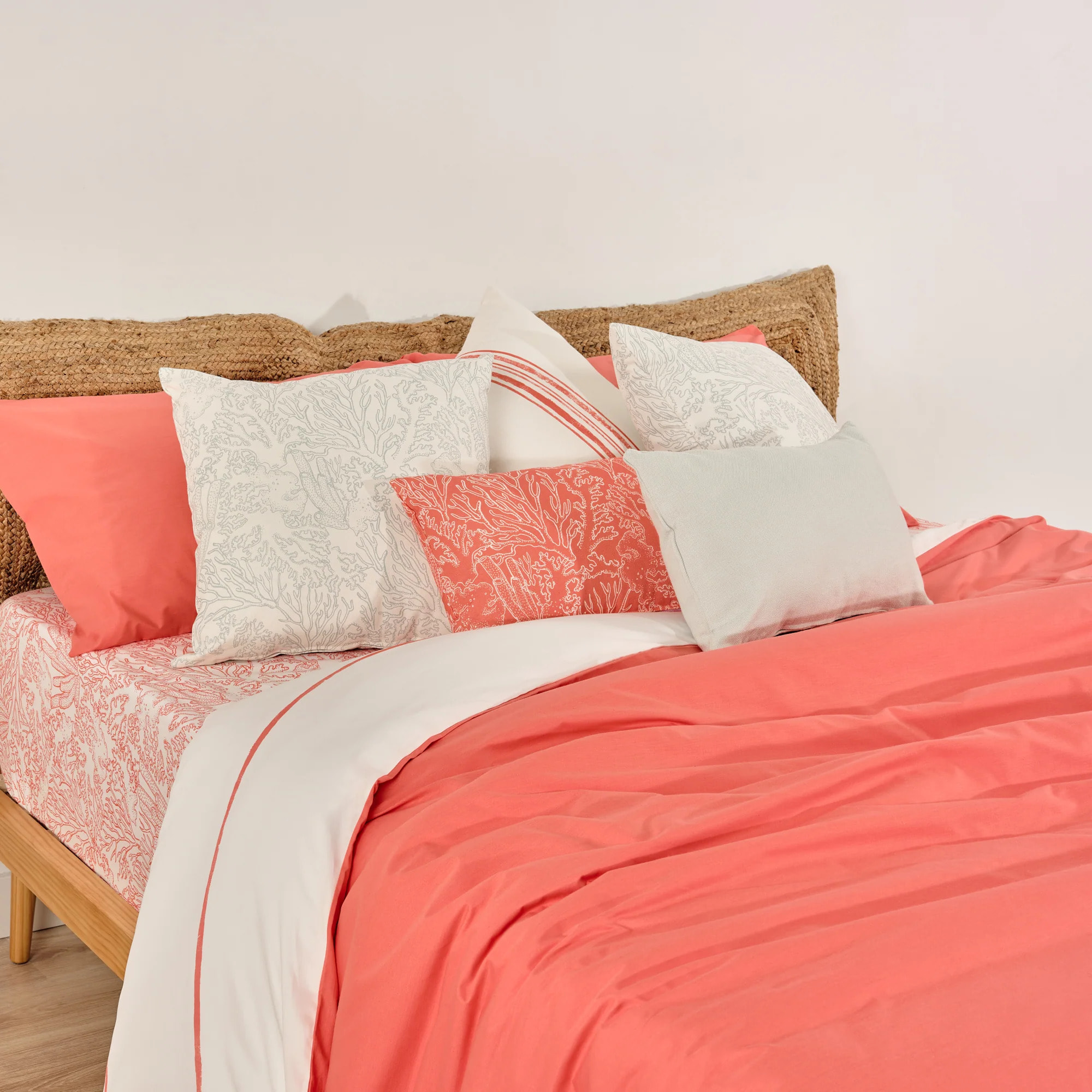 Housse de couette réversible en popeline 80 fils Coral-Ibiza Coral