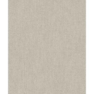 Papier peint uni effet toile jute taupe sable