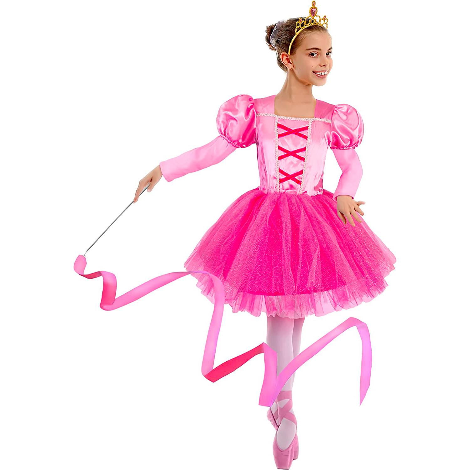 Ballerina Etoile Costume Carnevale Travestimento con Nastro in Raso Bambina