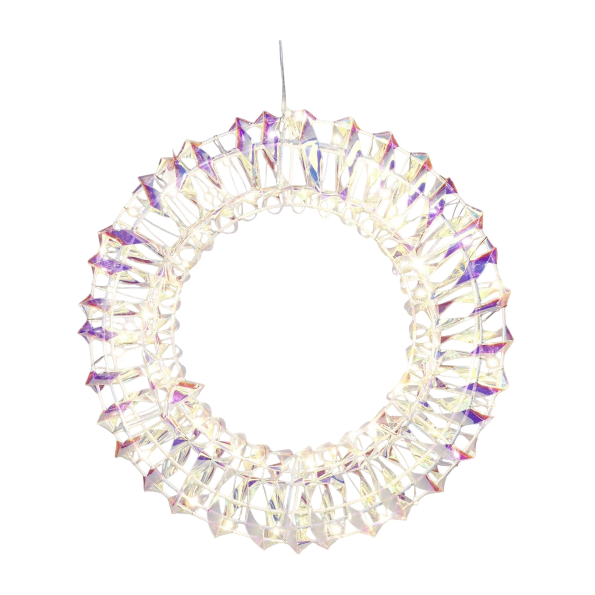 corona metálica luminosa con 50 micro led de diseño retorcido 30x6x30cm