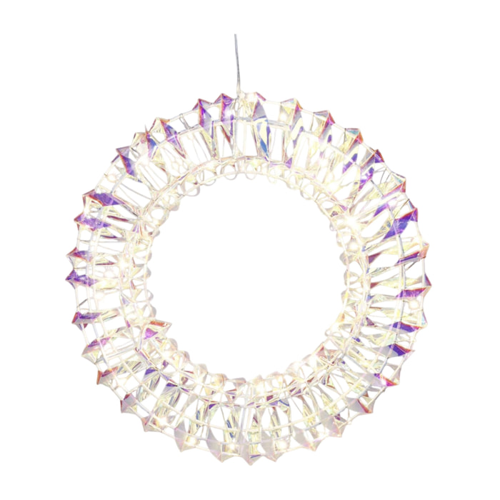 corona metálica luminosa con 50 micro led de diseño retorcido 30x6x30cm
