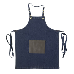 Honoré - Tablier en tissu denim avec poche en simili cuir marron