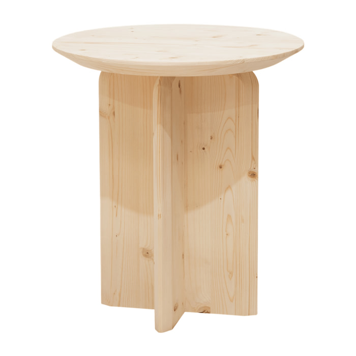 Mesa auxiliar de madera maciza en tono natural de 50x45cm Alto: 50 Largo: 45 Ancho: 45