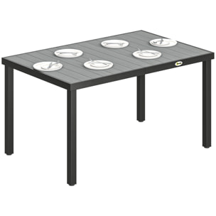 Mesa de Comedor de Jardín Rectangular, Mesa de Terraza Exterior 140x90x74 cm, con Estructura de Acero y Encimera Desmontable de WPC de Listones, Carga 50 kg, para Patio, Balcón, Gris
