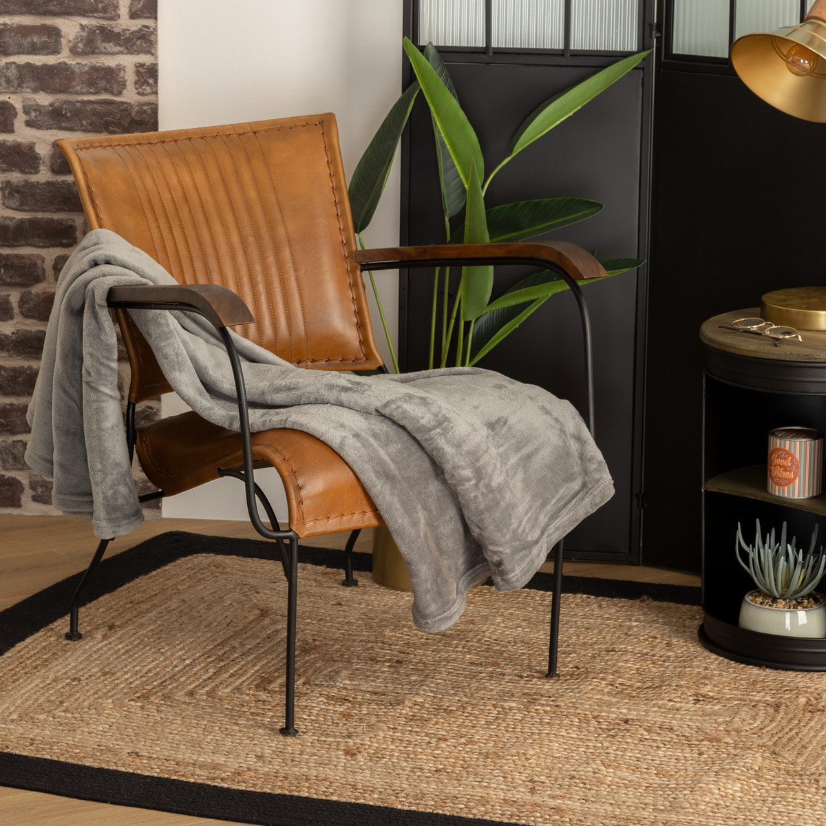 Plaid - flanelle - gris - 125x150 cm