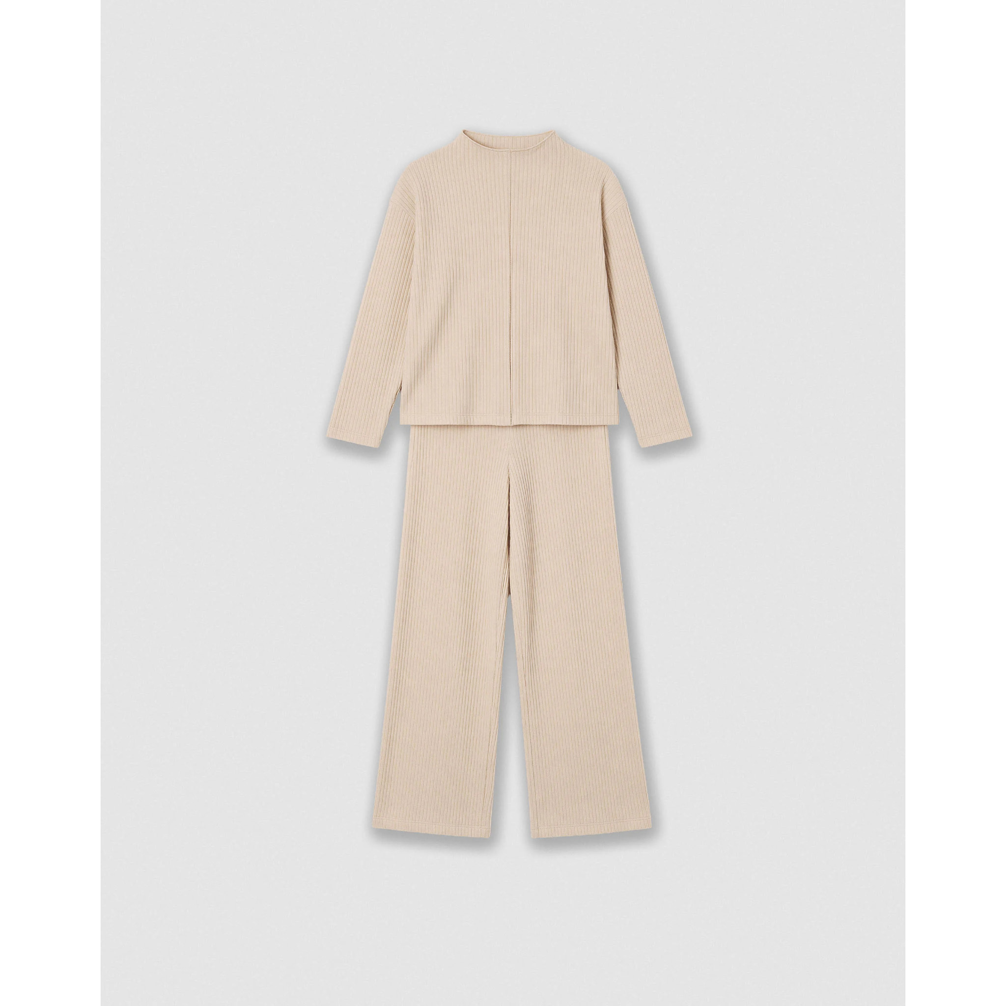 Set jersey pantalón canalé beige
