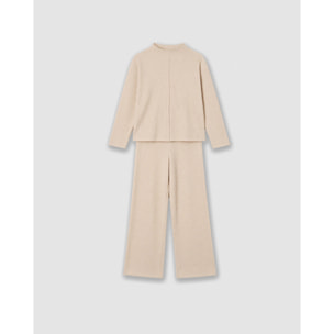 Set jersey pantalón canalé beige