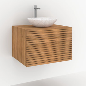 Meuble de salle de bain suspendu en bois de teck 60 cm - Raye