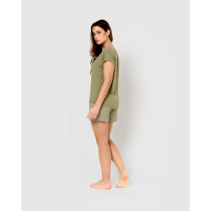 Pijama corto viscosa veleta verde cacería