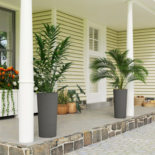 Lot de 2 pots de fleur design dia.35x60cm plastique anthracite