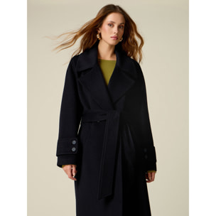 Oltre - Cappotto doppiopetto misto lana - Blu