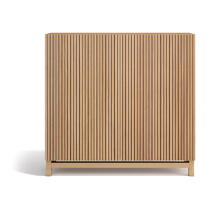 Zapatero Hanko melamina roble dorado puertas impresión vallado 90x90x27cm