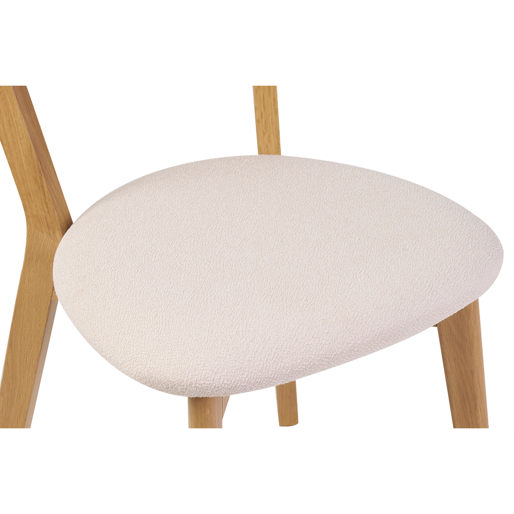 Chaises vintage en bois clair chêne et tissu effet laine bouclée blanc (lot de 2) DOVE