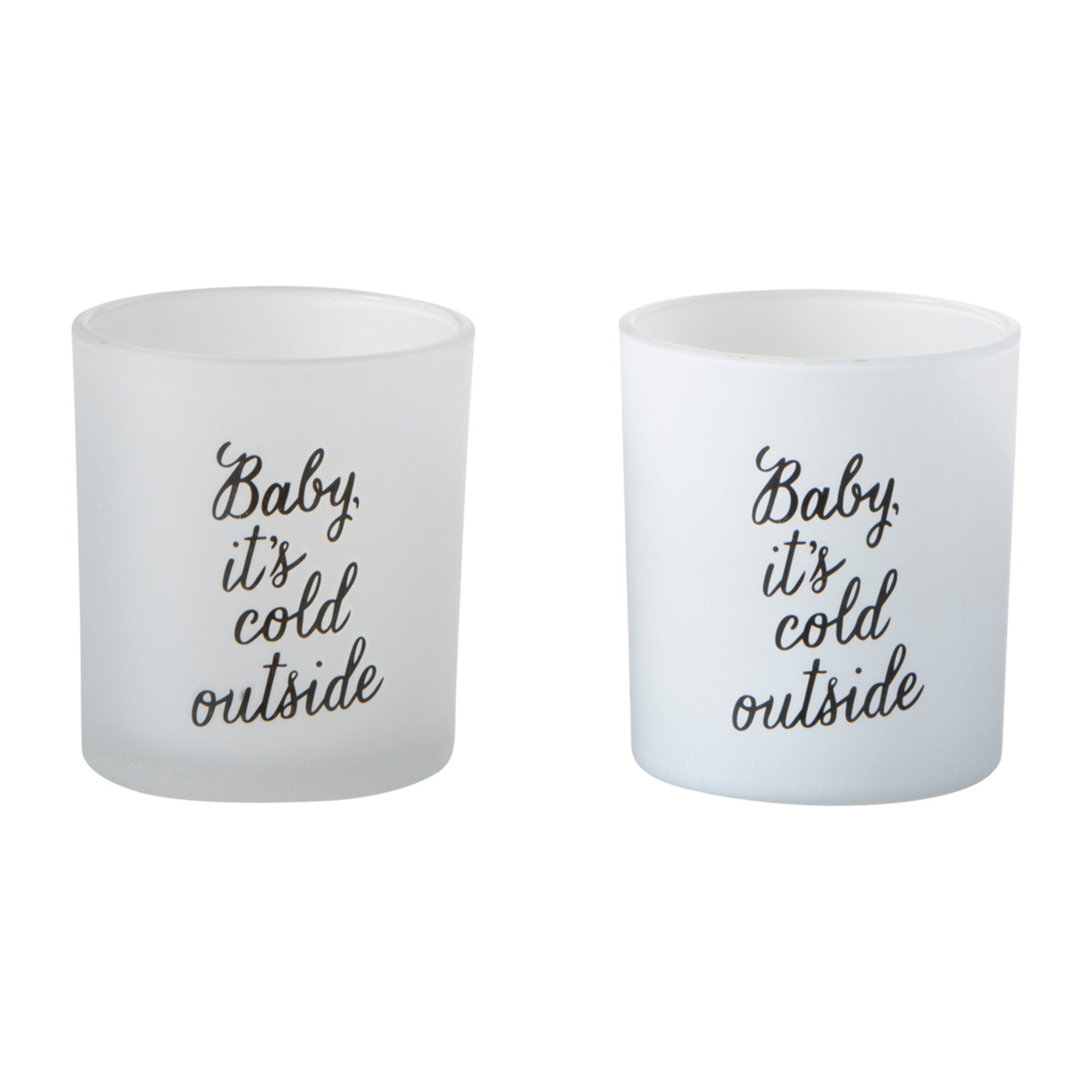 J-Line photophore Baby - verre - blanc/noir - small - 2 pcs
