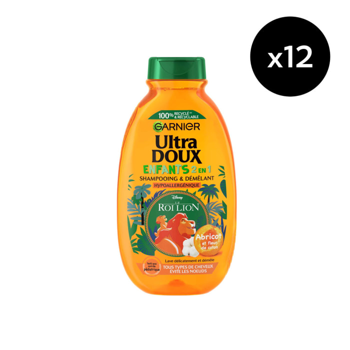 Lot de 12 - Garnier Ultra Doux Disney Roi Lion Shampooing Démêlant abricot kids 300ml