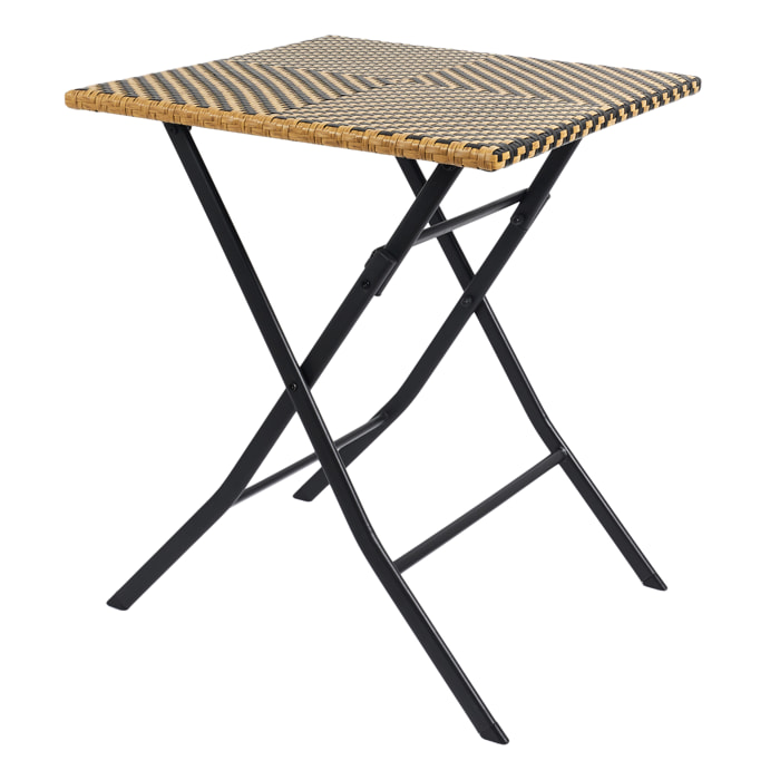 Table Pliante Tressee Noir Et Naturel
