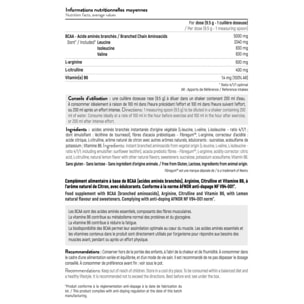 BCAA 4 : 1 : 1 - Favorise un meilleur développement musculaire & une meilleure récupération - Résistance à la fatigue - Ratio optimal Leucine, Valine, Isoleucine - 32 doses