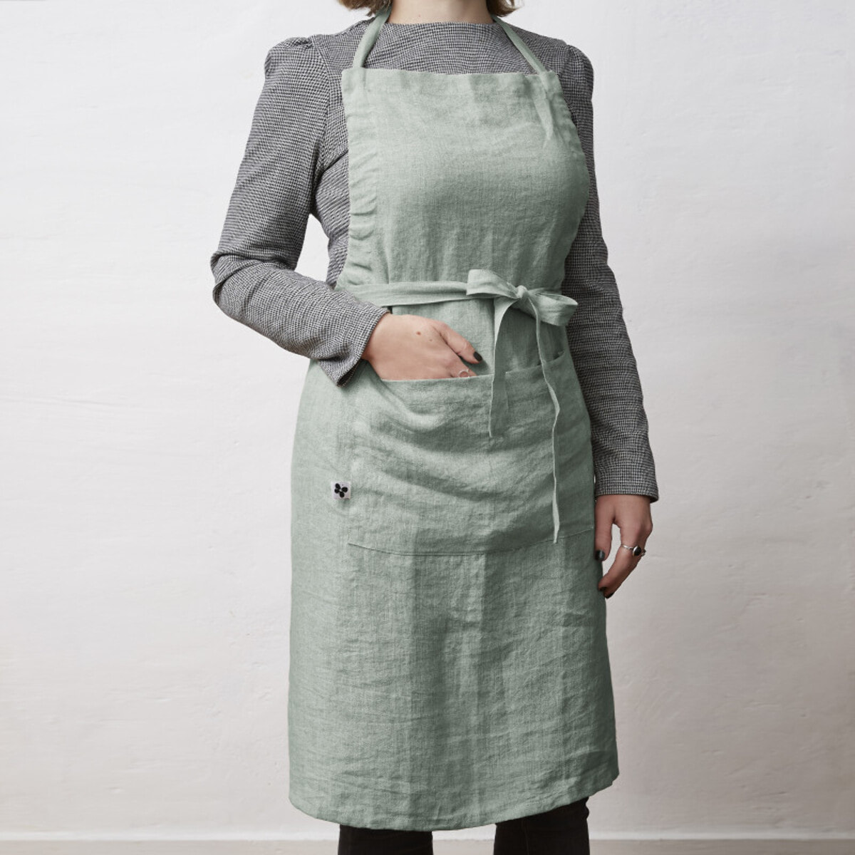 Tablier de Chef ajustable "Soline" 70 x 85 cm Lin lavé - Couleur: Soline Eucalyptus