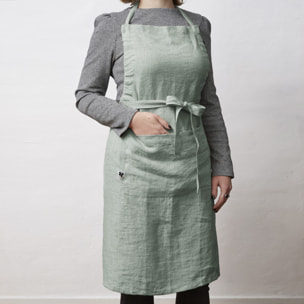 Tablier de Chef ajustable "Soline" 70 x 85 cm Lin lavé - Couleur: Soline Eucalyptus