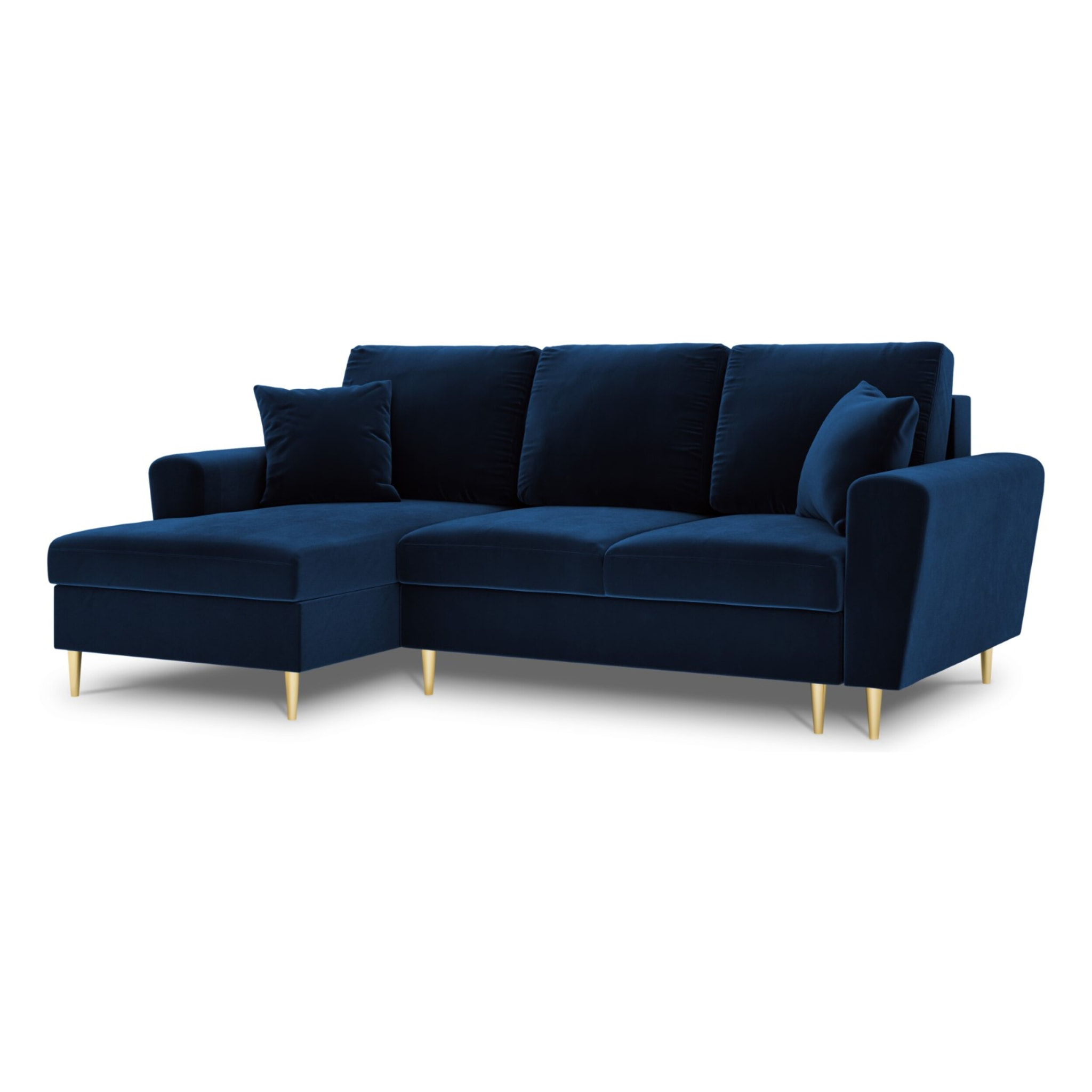 Canapé d'angle gauche convertible avec coffre de rangement "Kyoto" 4 places en velours bleu roi