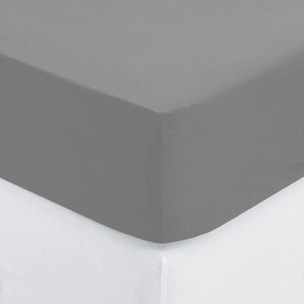 Drap-housse percale gris 160x200cm
