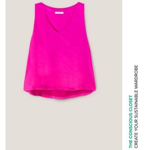 Motivi - Top satin scollo a v - Fucsia