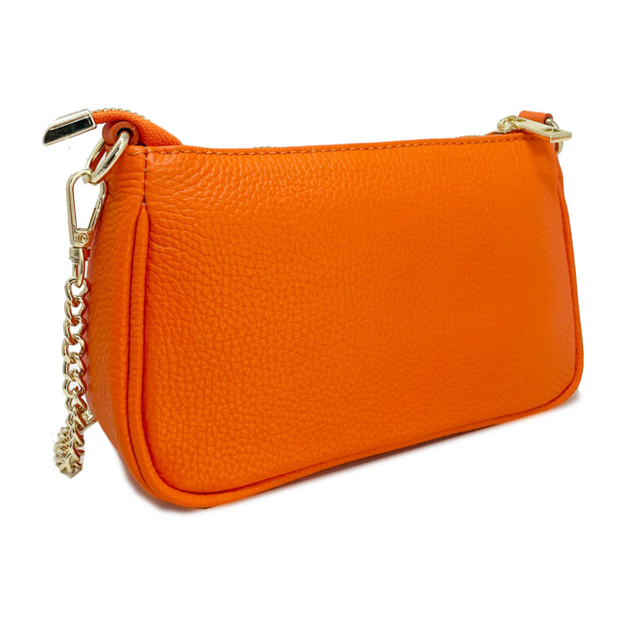 Chicca Borse - Tracollina Clutch Donna in Vera Pelle - Colore Arancione