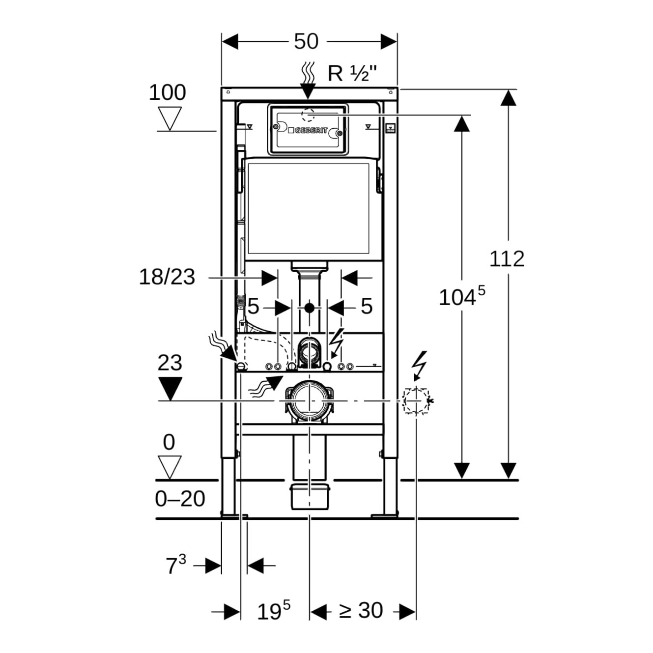 pack Bati-support Geberit UP100 + plaque Delta50 + cuvette Grohe  Bau Ceramic sans bride + abattant softclose (BauGeb2)