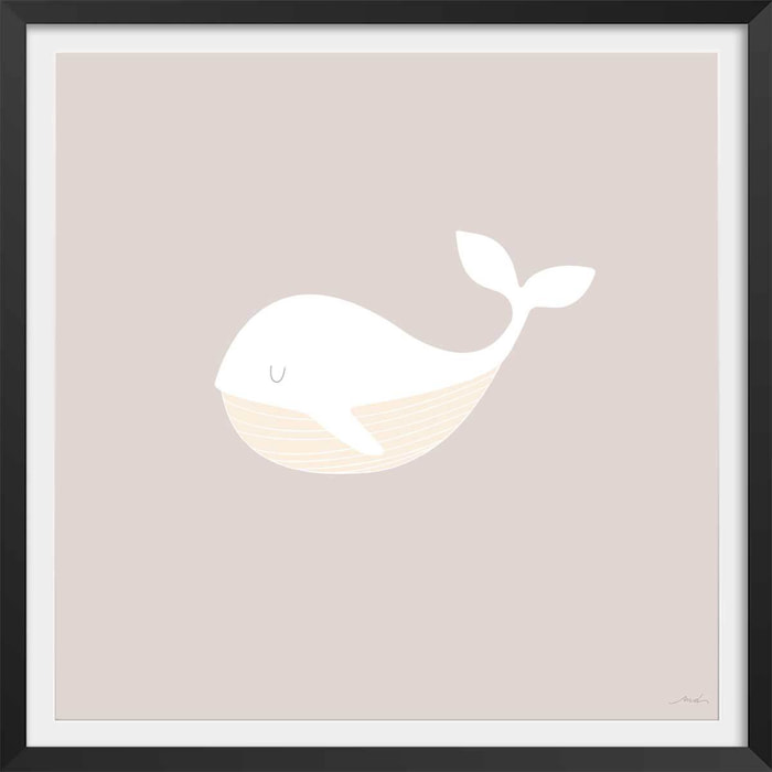 Affiche enfant baleine oh Affiche sous cadre noir