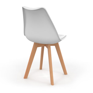 Chaises Nordia blanche pieds bois - lot de 6
