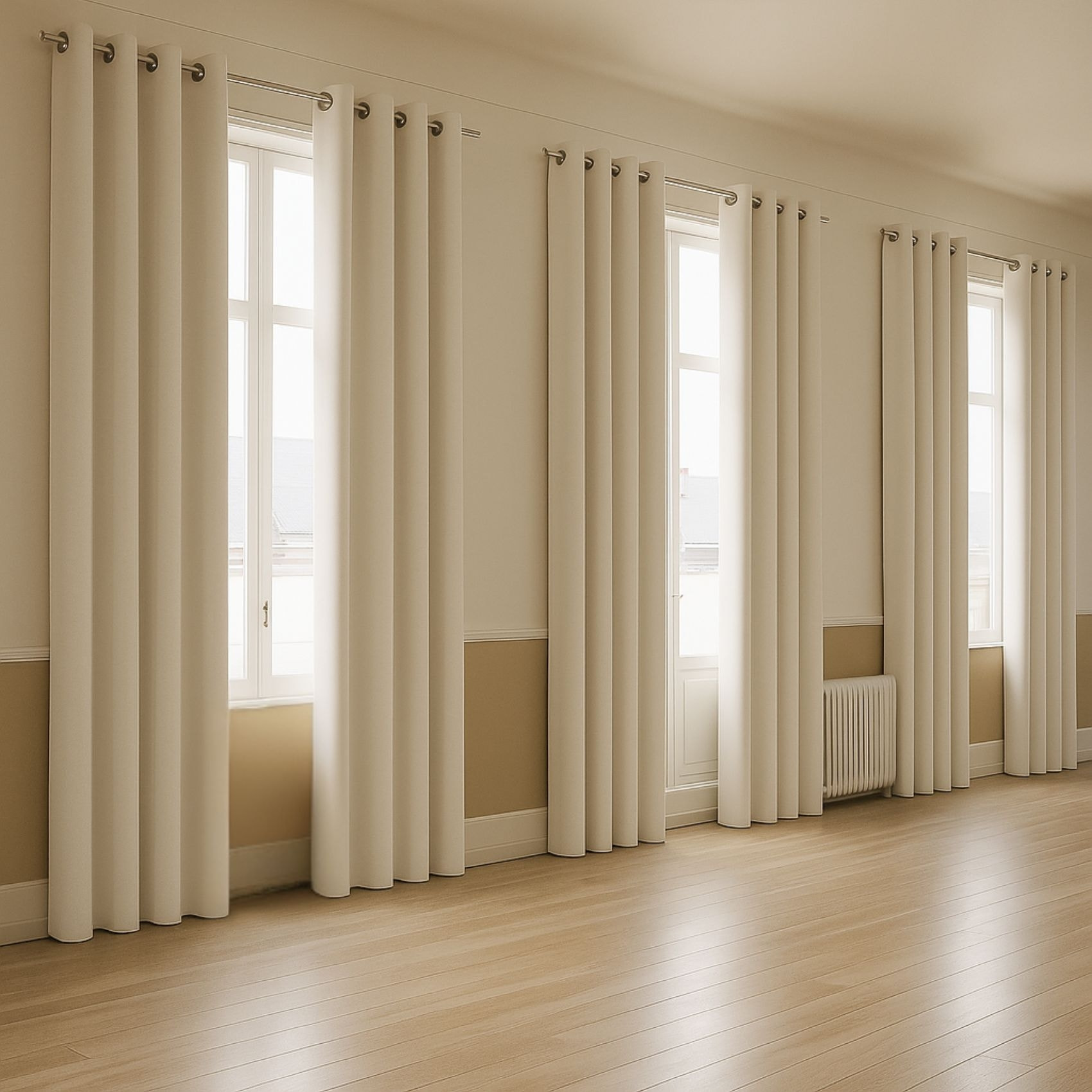 Rideau occultant ignifugé M1 non feu - Blanc cassé