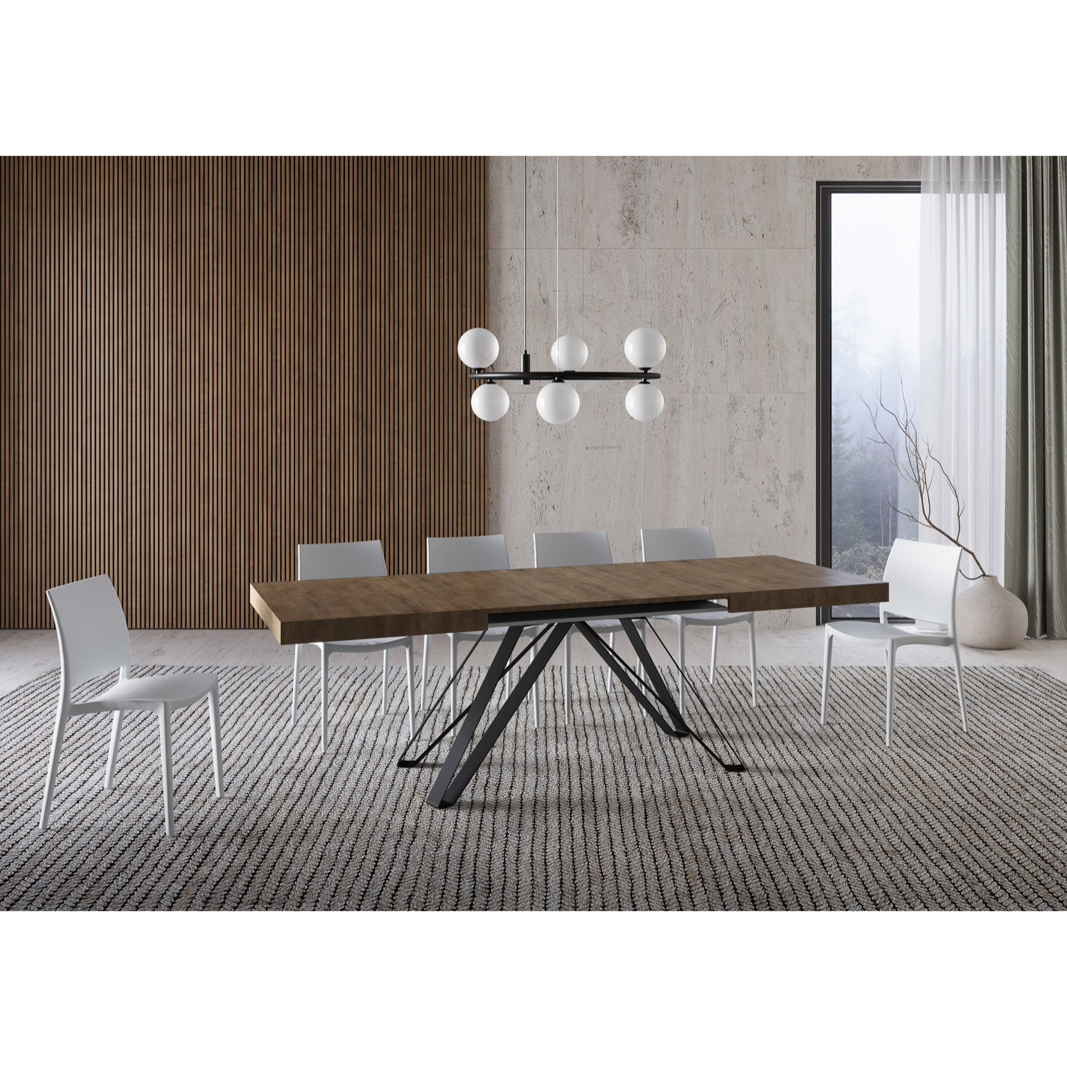 Mesa extensible 90x160/264 cm Terium nogal patas antracita