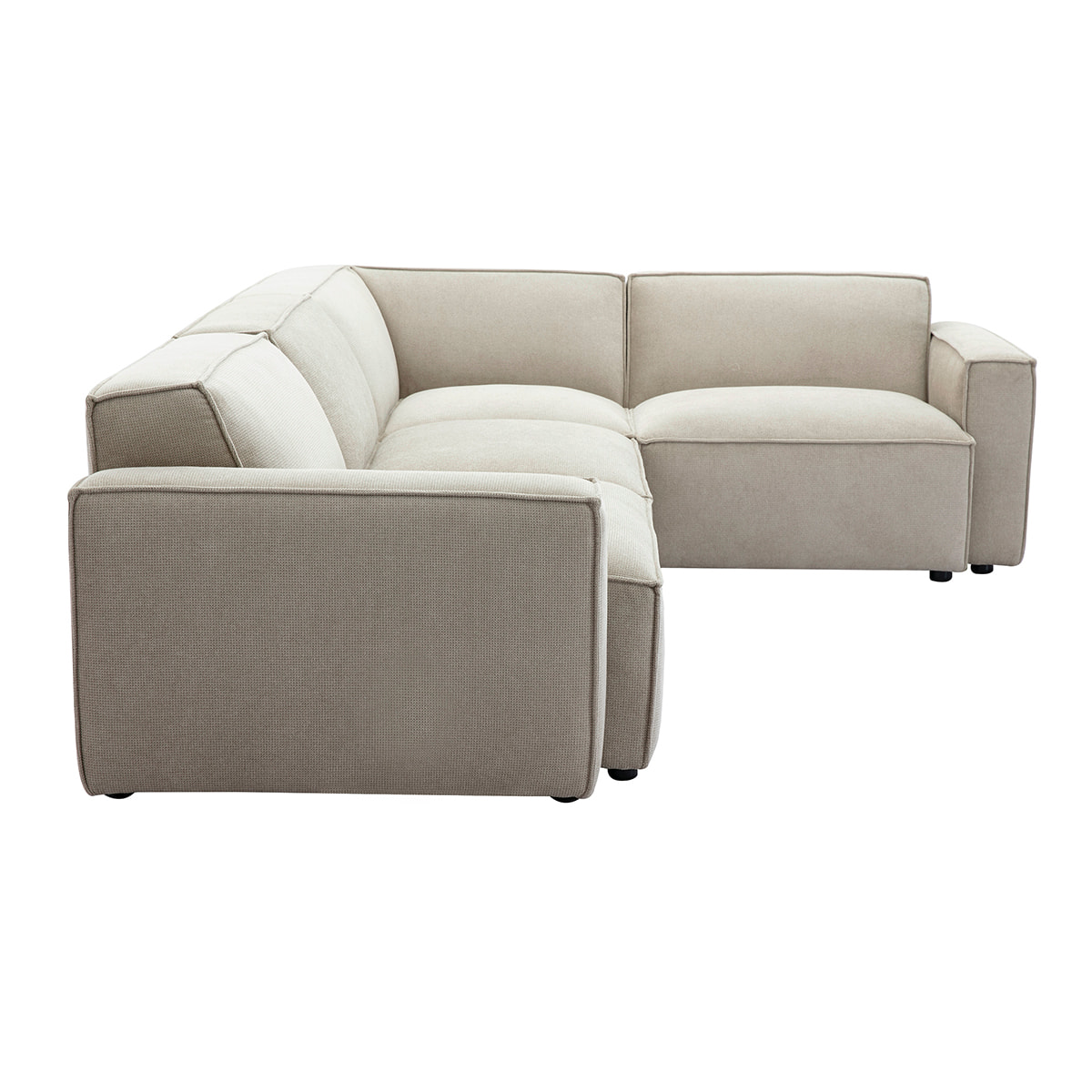 Canapé d'angle modulable 5 places en tissu effet velours texturé beige SPLIT