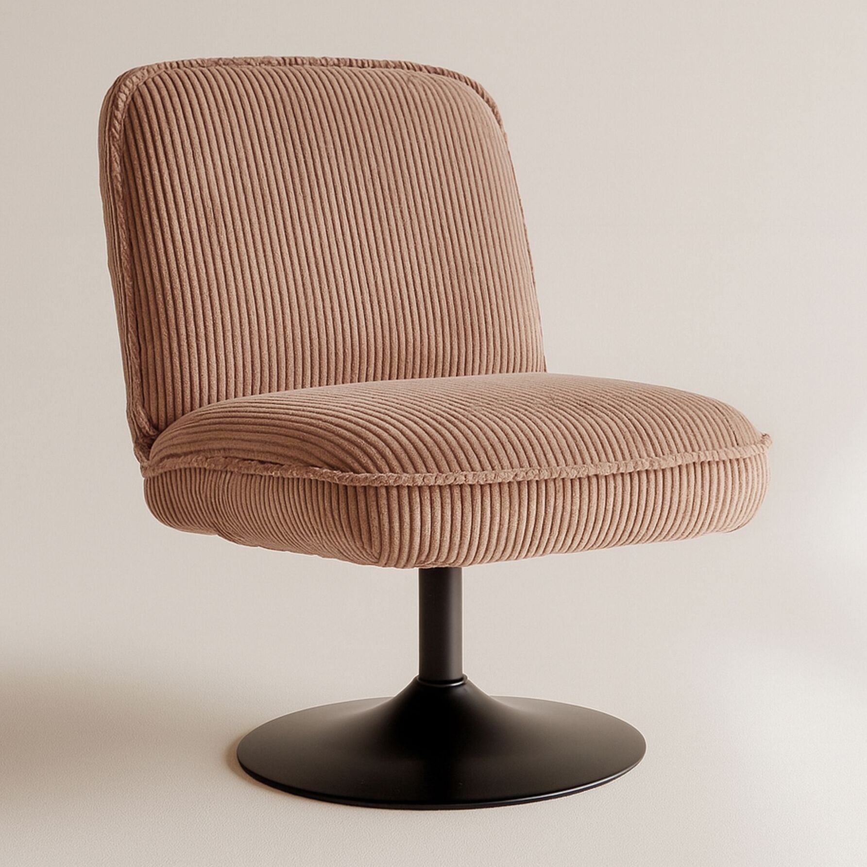 Fauteuil pivotant en velours rose et pied en métal noir FUNKY