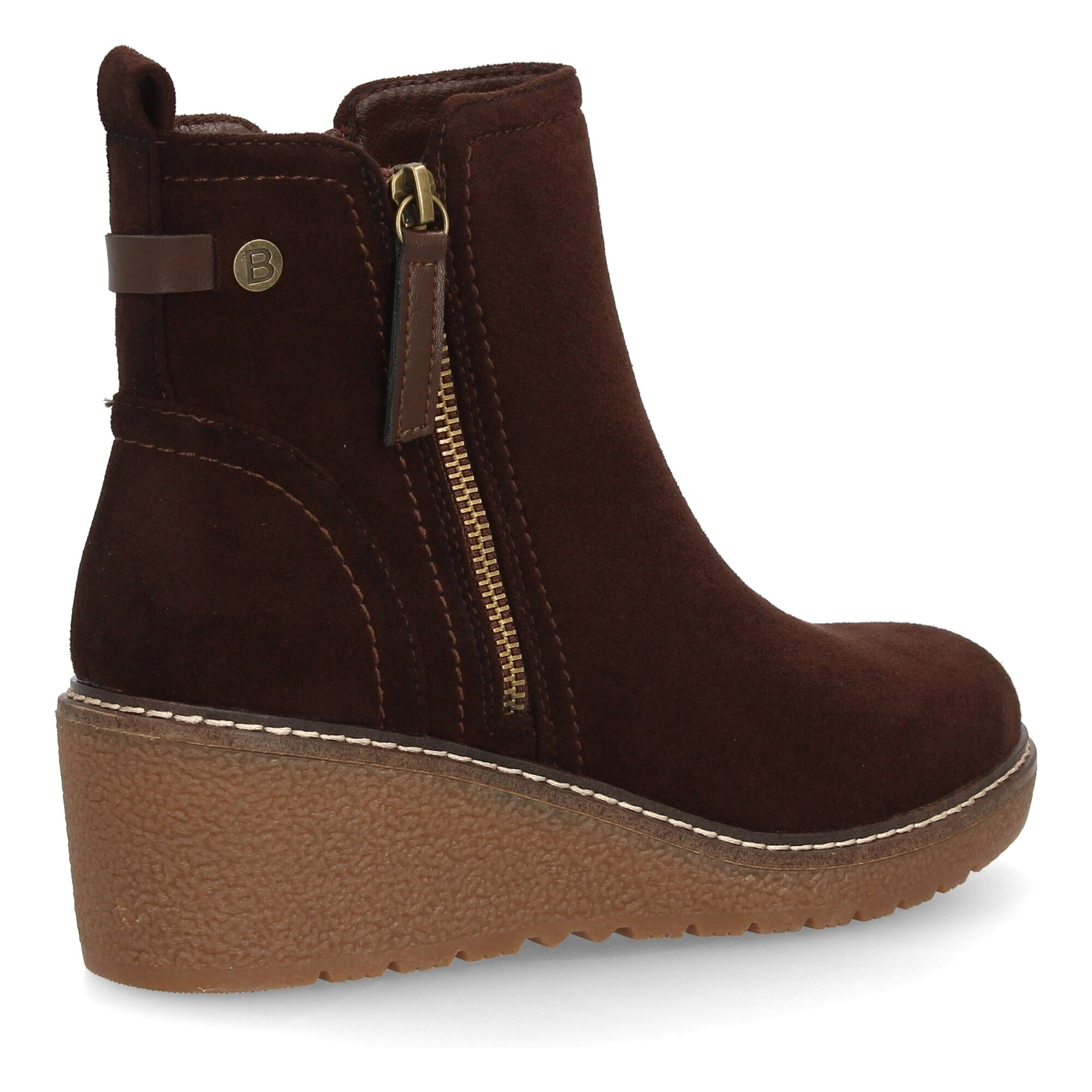 Botin de cuña para mujer, comodo y diseño elegante. Detalles de costura y doble cremallera