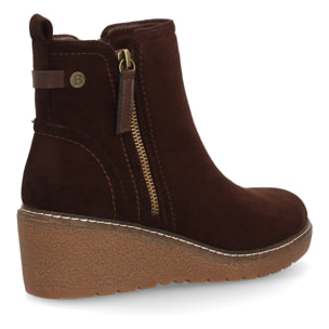 Botin de cuña para mujer, comodo y diseño elegante. Detalles de costura y doble cremallera