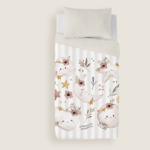 Funda Nórdica Estampada - Infantil - 100% Algodón - Incluye 1 Funda de Almohada - Marela