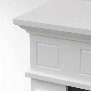 Jefferson - Camino a bioetanolo da terra in legno 89,5x28xH90,5 cm, colore bianco