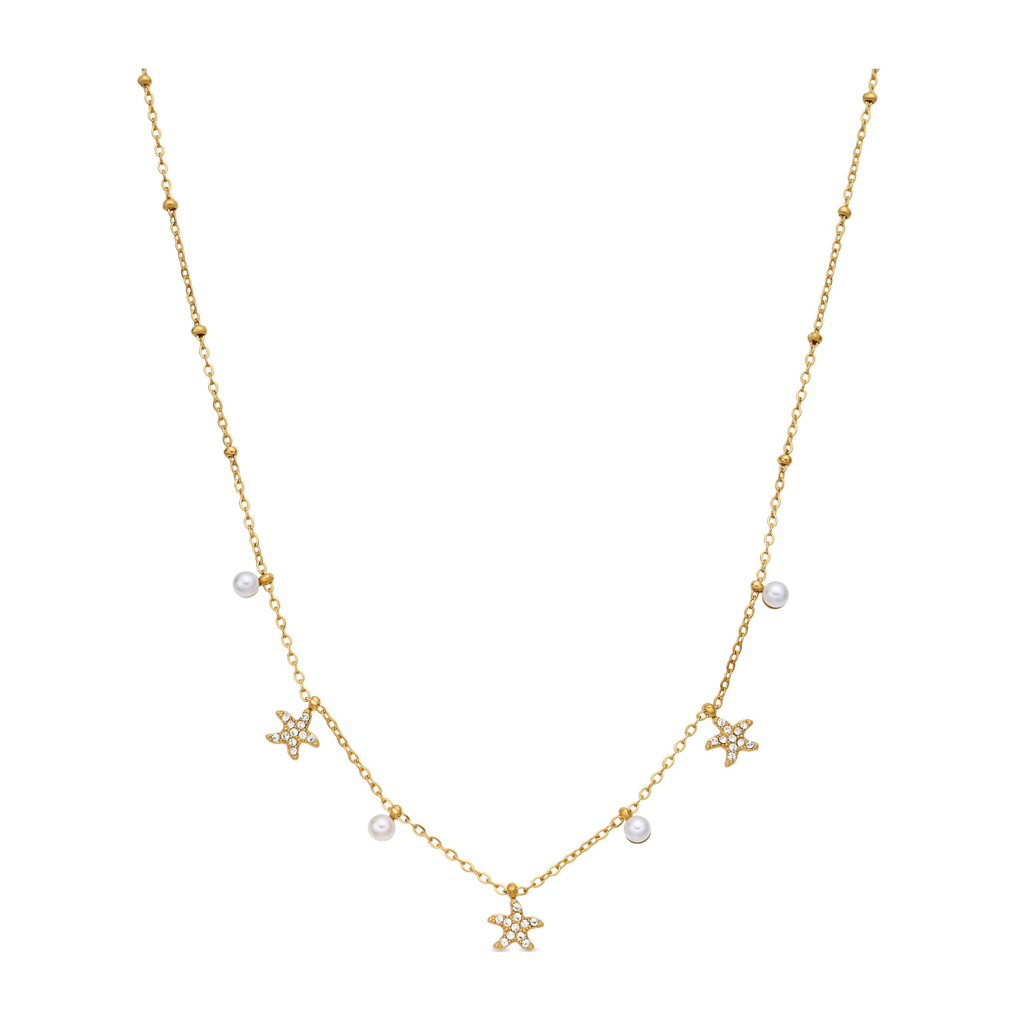 Collar de Aleación de Metal y Circonita Brillante acabado en oro amarillo de 18k