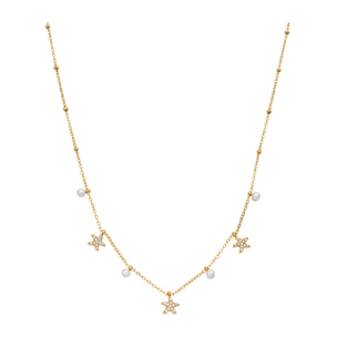 Collar de Aleación de Metal y Circonita Brillante acabado en oro amarillo de 18k