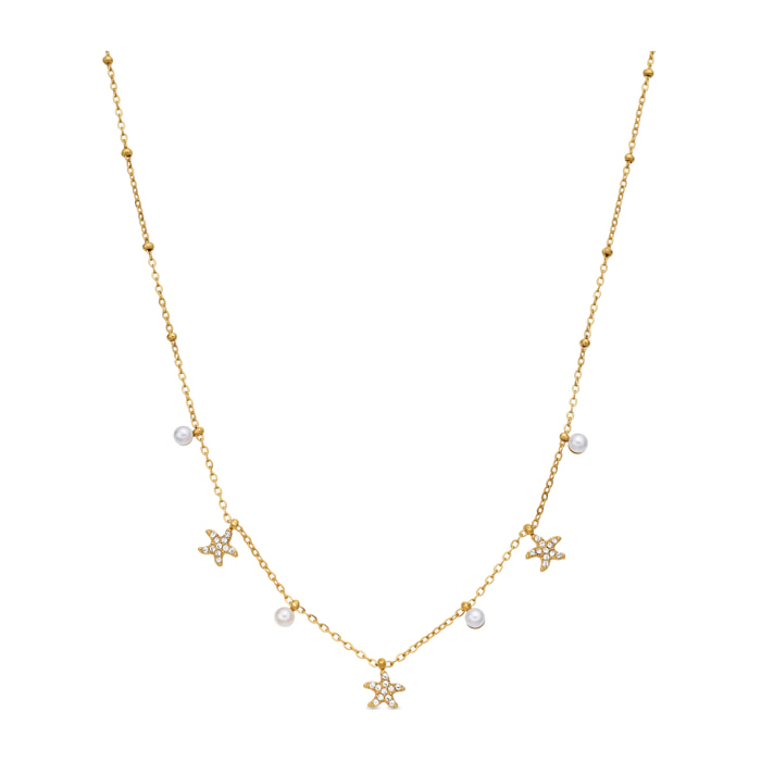 Collar de Aleación de Metal y Circonita Brillante acabado en oro amarillo de 18k