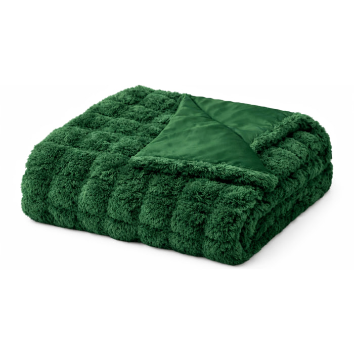 Plaid ultra doux 700 g/m²  - Effet relief bubble - Vert sapin