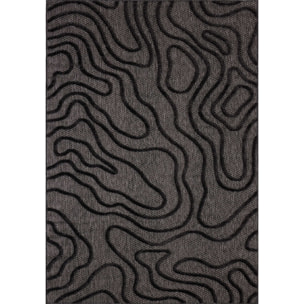 SANTORINI - Tapis d'intérieur/extérieur à motifs en relief graphique - Noir