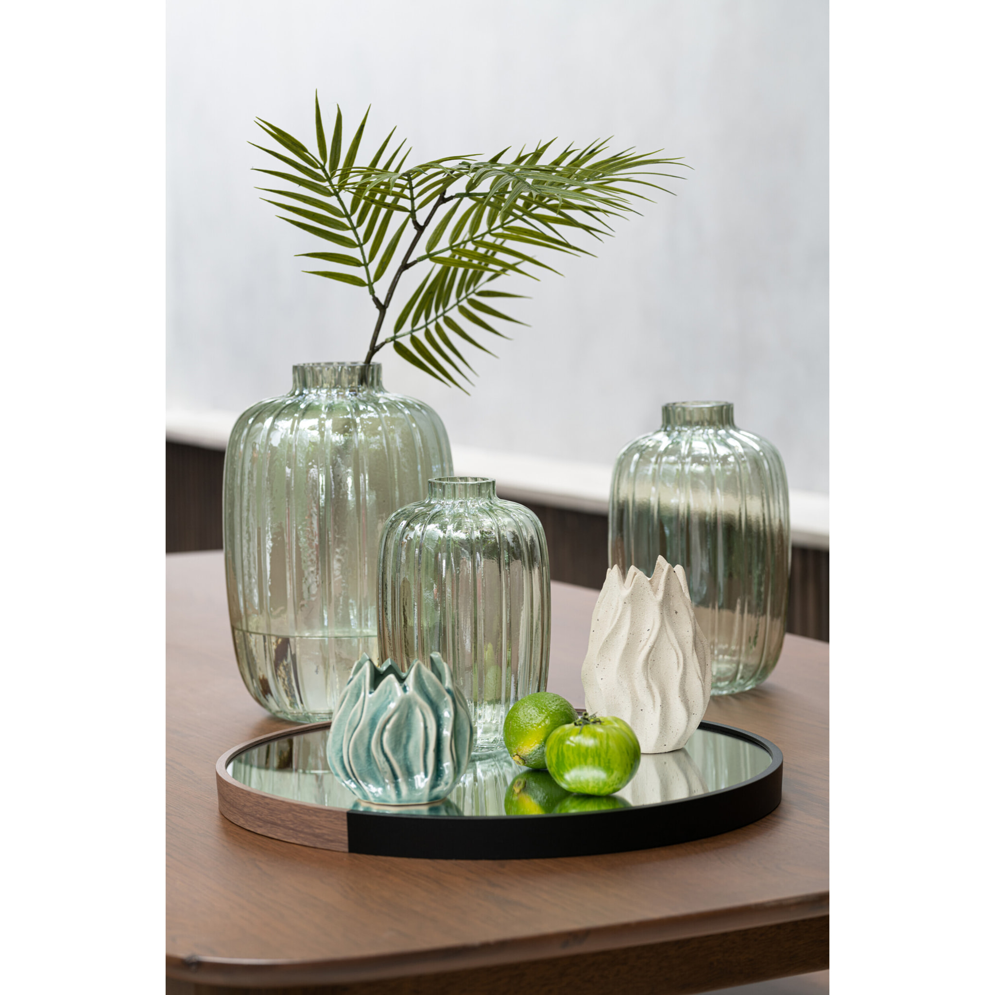 J-Line Vase Lignes Verre Vert Large