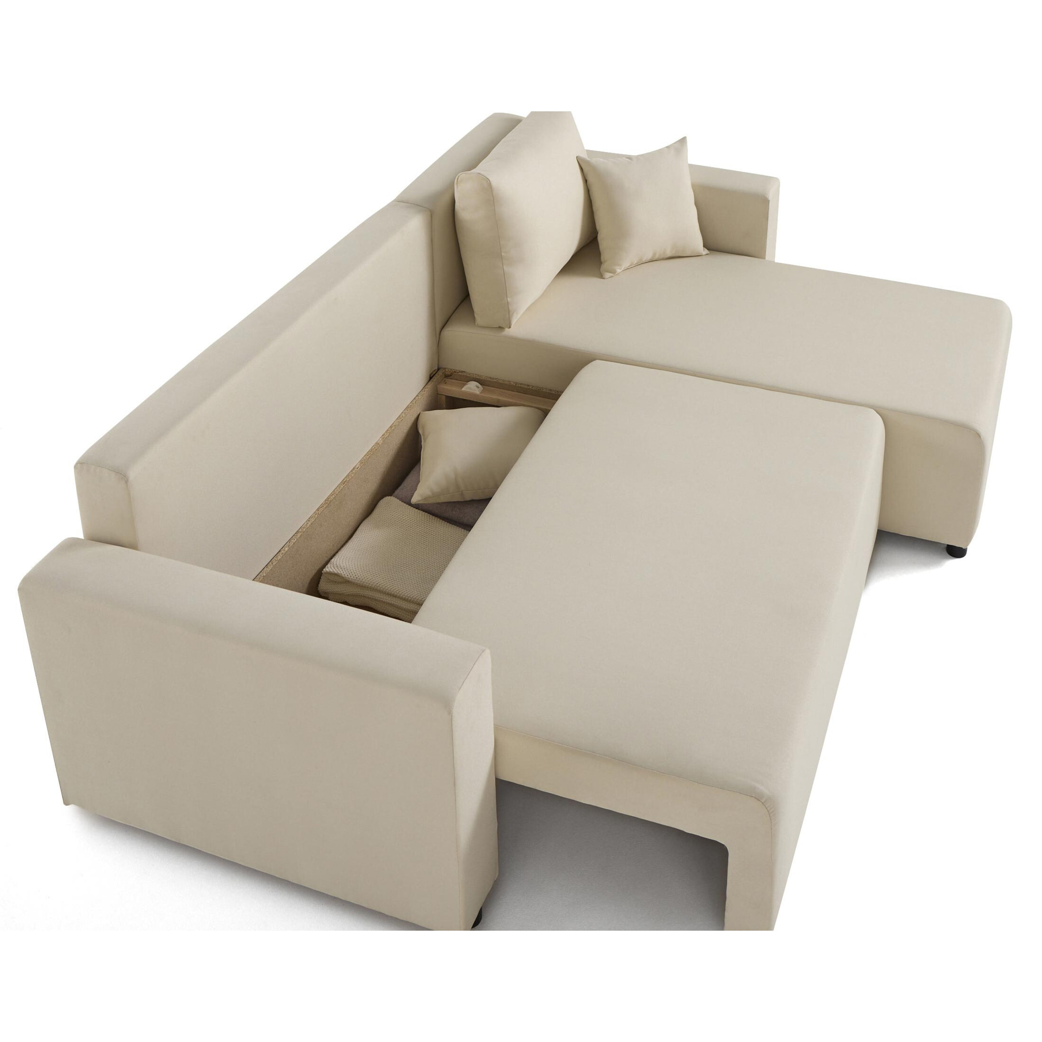 Regala - canapé d'angle réversible - 4 places - convertible avec coffre - en tissu - Beige