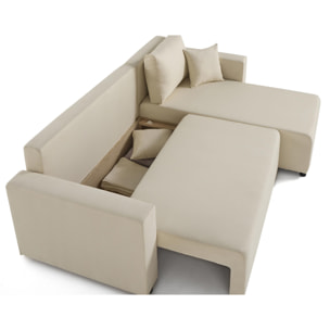 Regala - canapé d'angle réversible - 4 places - convertible avec coffre - en tissu - Beige