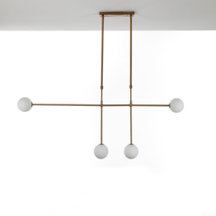 Suspension Tomasucci ALYCIA D, en acier et verre, blanc