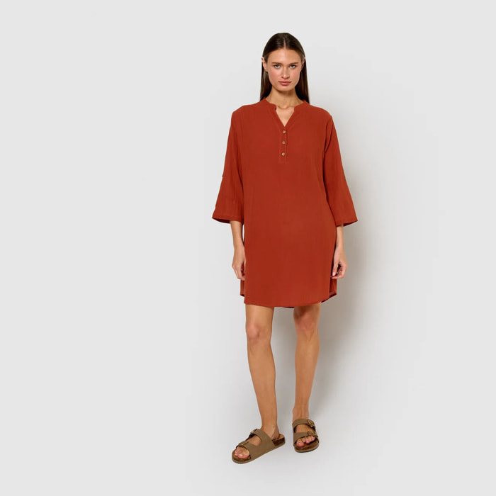 Vestido corto algodón liso caldera