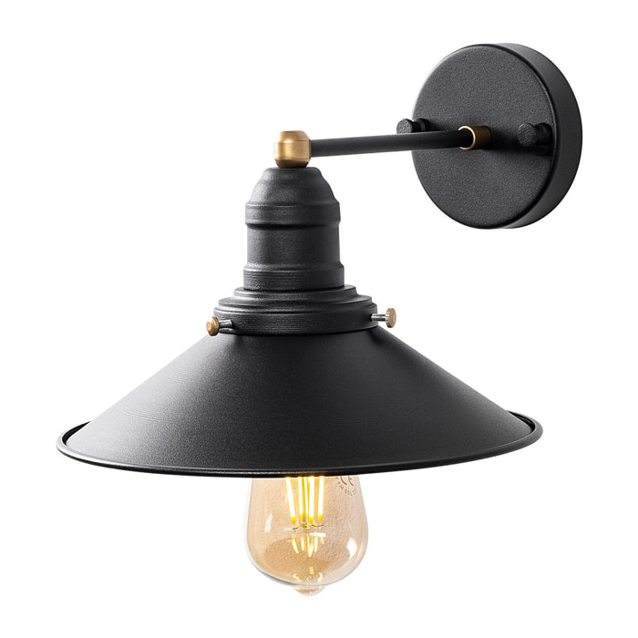Aplique de pared, metal , negro, 24x27x20, casquillo E27 Max 40 W